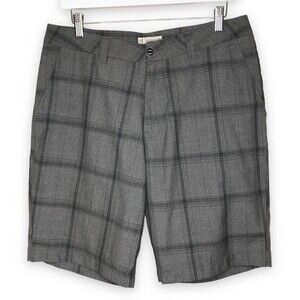 Rusty Gray Black Plaid Shorts Front Back Pockets Mens Size 32 Surf Skate Paddle